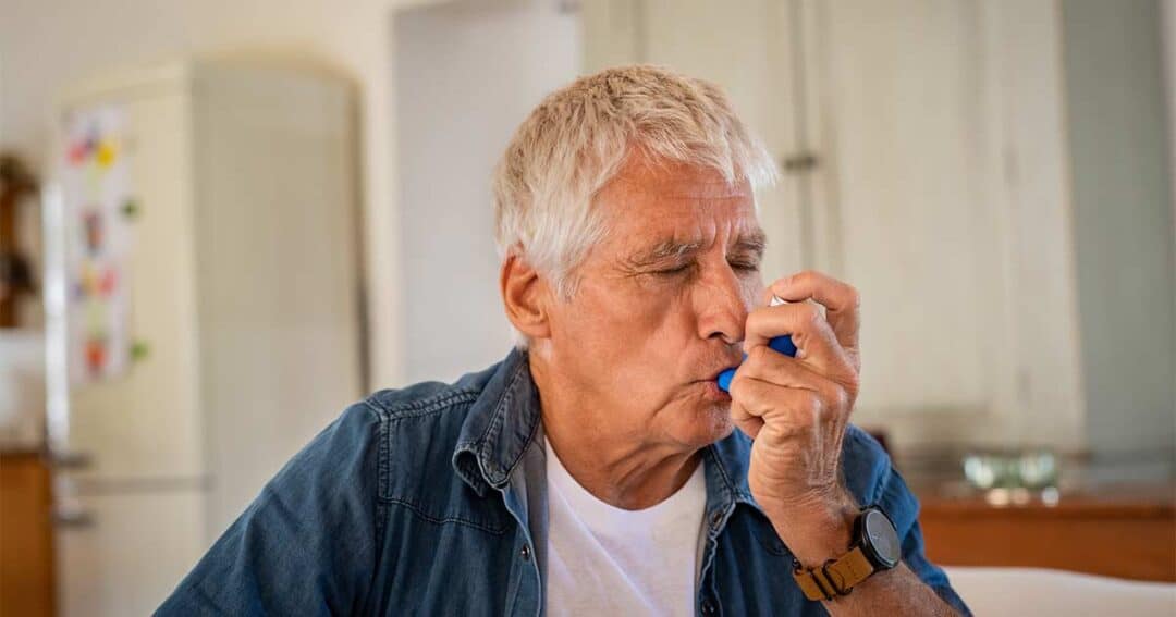 What is Severe Asthma? 2 an elderly man using an asthma inhaler